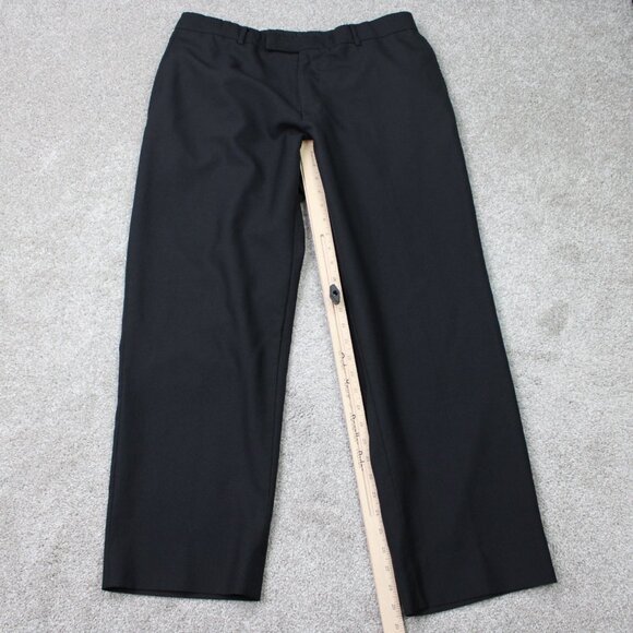 BOSS Hugo Boss Pants Mens 34x30 Black Pasolini/Movie US Virgin Wool Flat Front - Picture 3 of 13